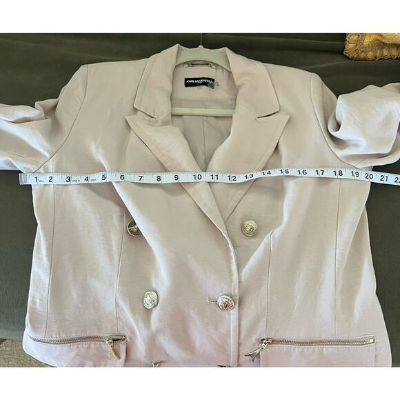 Karl Lagerfeld Women's Paris Sailor Collared Double-Breasted Blazer Bone Size 8 - Picture 15 of 16